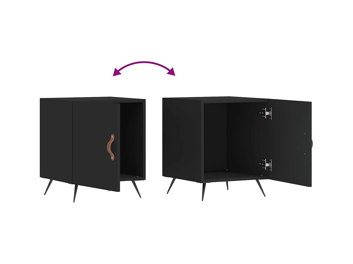 Mesitas de noche | Mesilla de noche 2 uds madera de ingeniería negro 40x40x50 cm