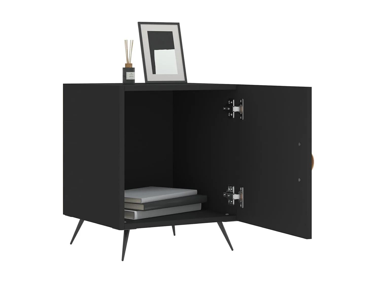 Nachttisch 2er Set-Beistelltisch-Nachttischkommode Schwarz 40x40x50 cm Holzwerkstoff SHL66692