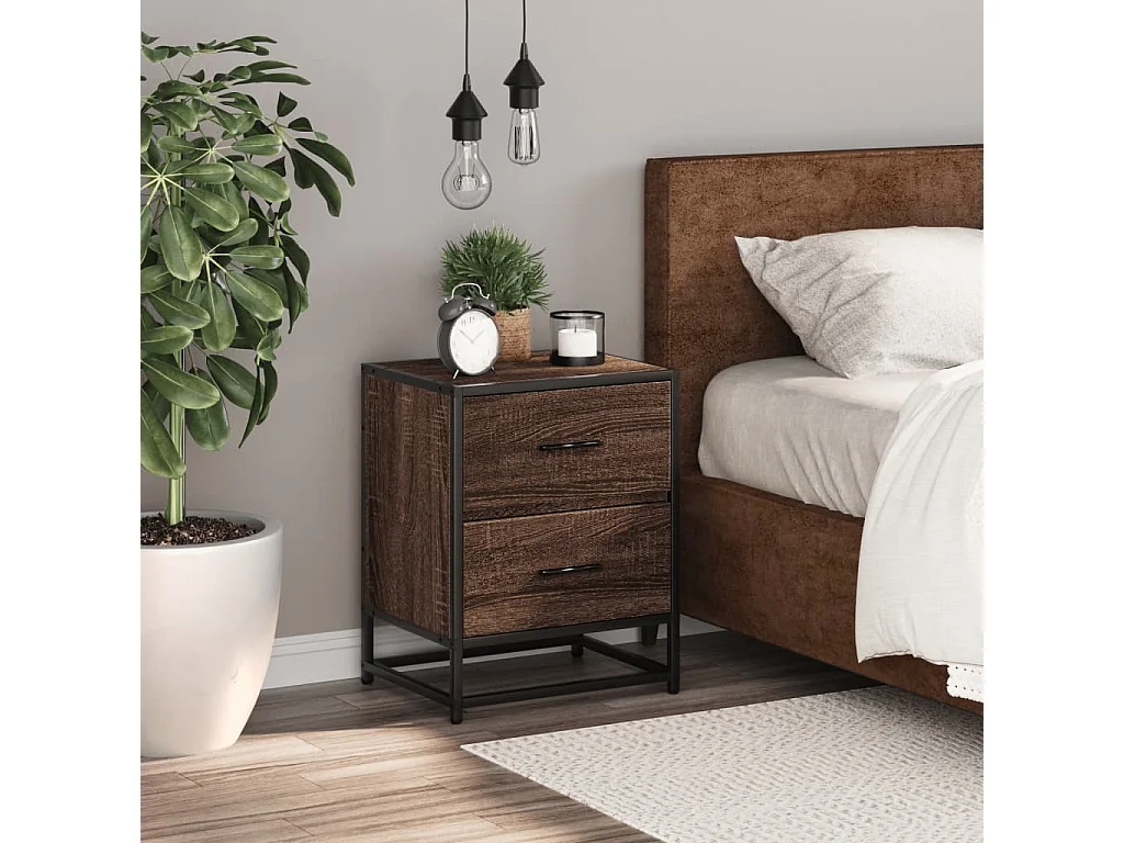 Nachttisch-Beistelltisch Braun Eichen-Optik 40x31x50 cm Holzwerkstoff SHL13896