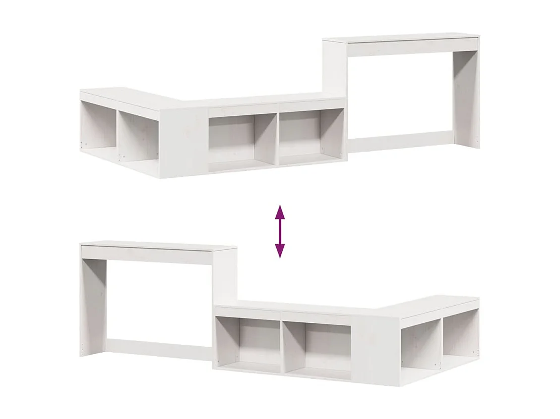 Table de chevet avec bureau blanc bois de pin massif