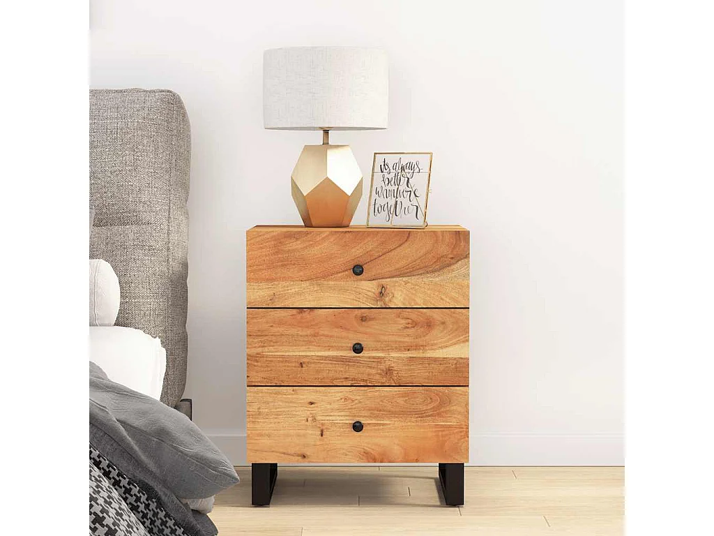 Nachttisch-Beistelltisch 50x33x62 cm Massivholz Akazie & Holzwerkstoff SHL59357