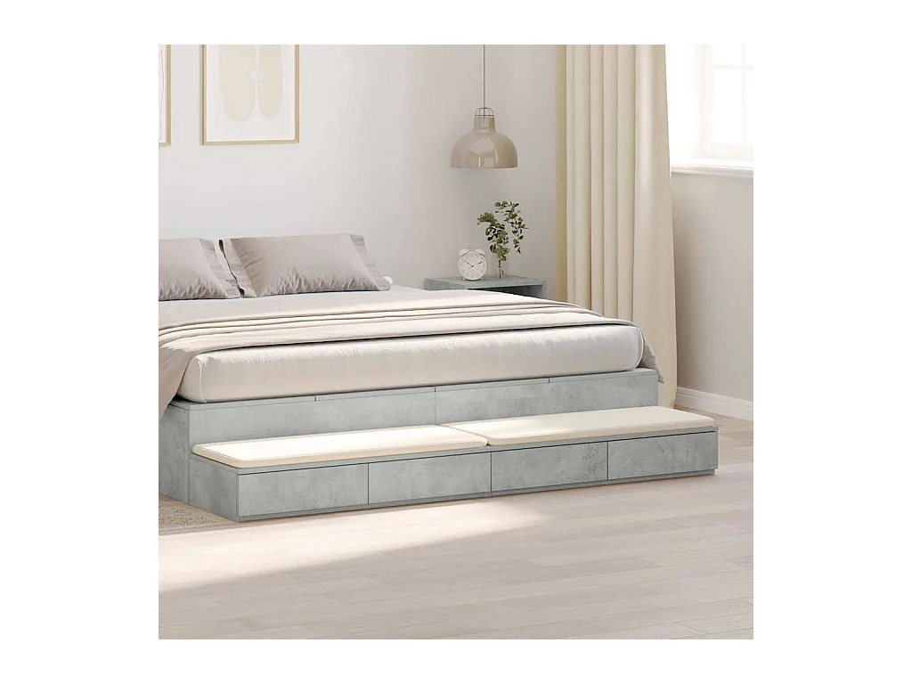 Cajones de cama con cajón Gris hormigón 200x36.5x16.5 cm