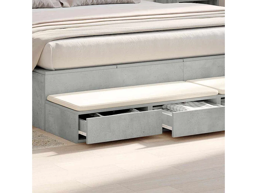 Tiroirs de lit avec tiroir Gris béton 200x36.5x16.5 cm