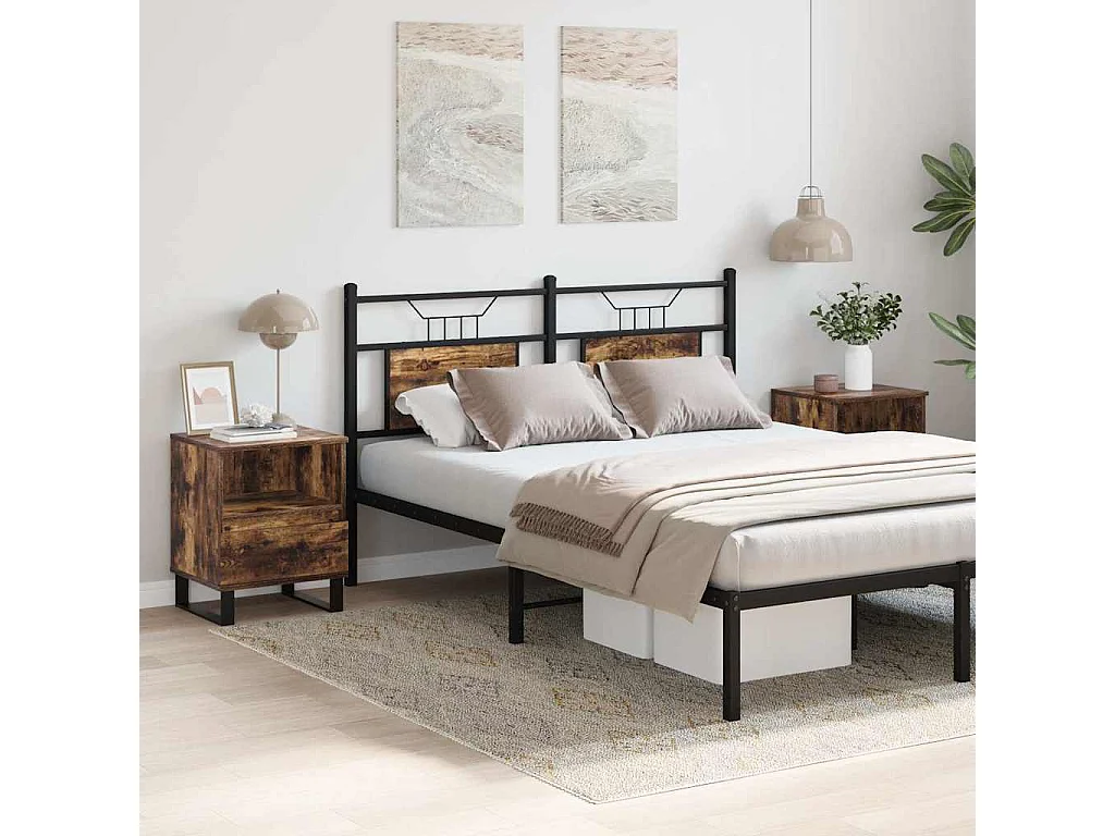 Nachttisch 2er Set-Beistelltisch-Nachttischkommode Räuchereiche 40x35x50 cm Holzwerkstoff SHL10681