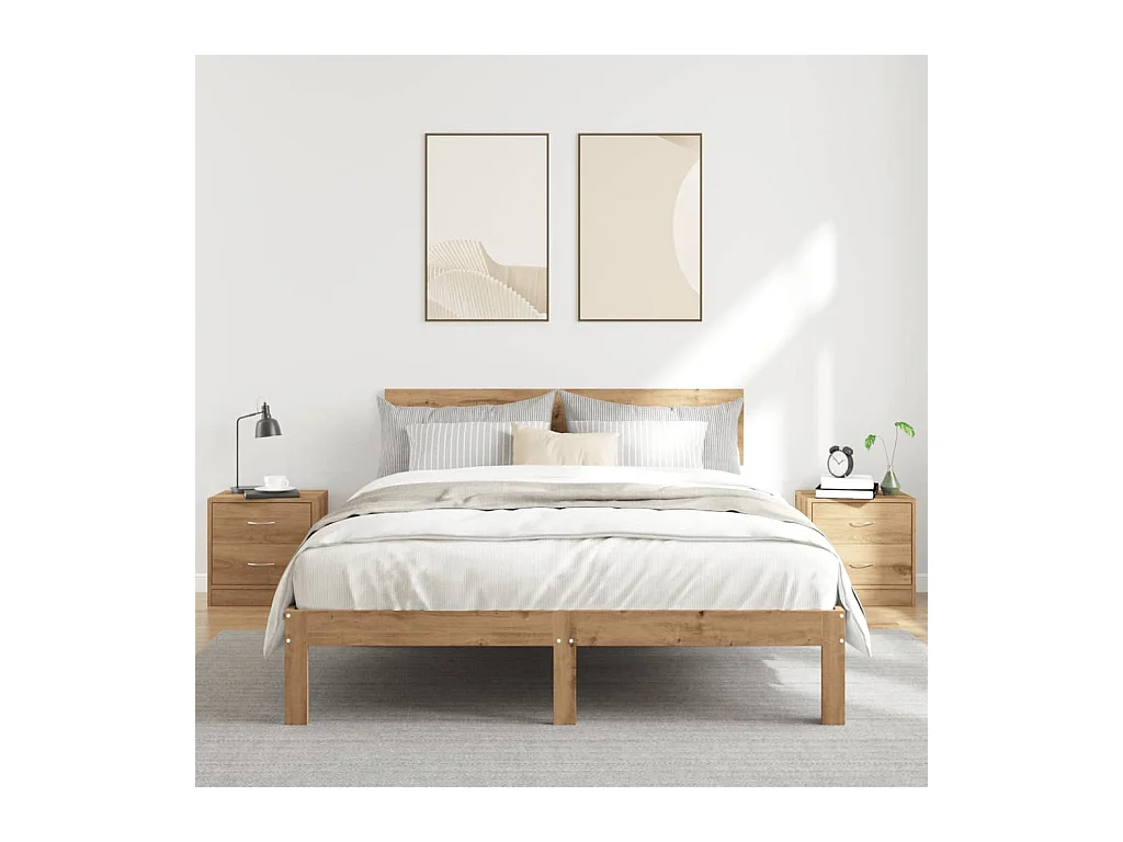 Tables de chevet lot de 2 avec rangement chêne artisanal bois d'ingénierie