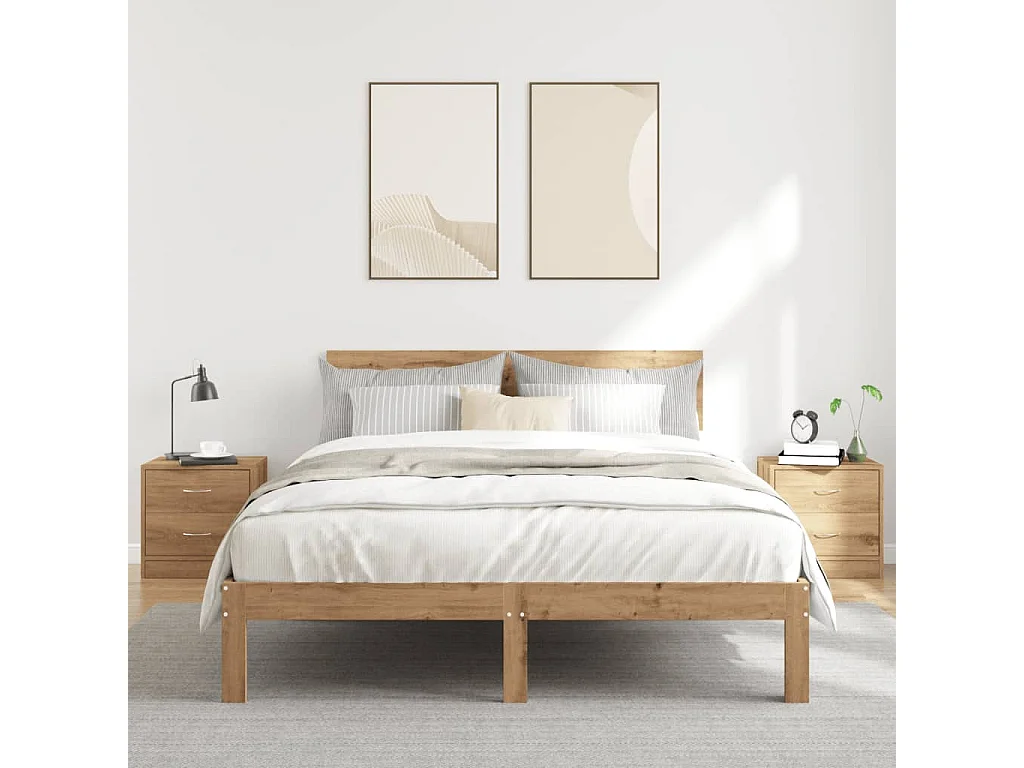 Nachttisch 2er Set-Beistelltisch-Nachttischkommode Artisan-Eiche 40x30x40 cm Holzwerkstoff SHL87514