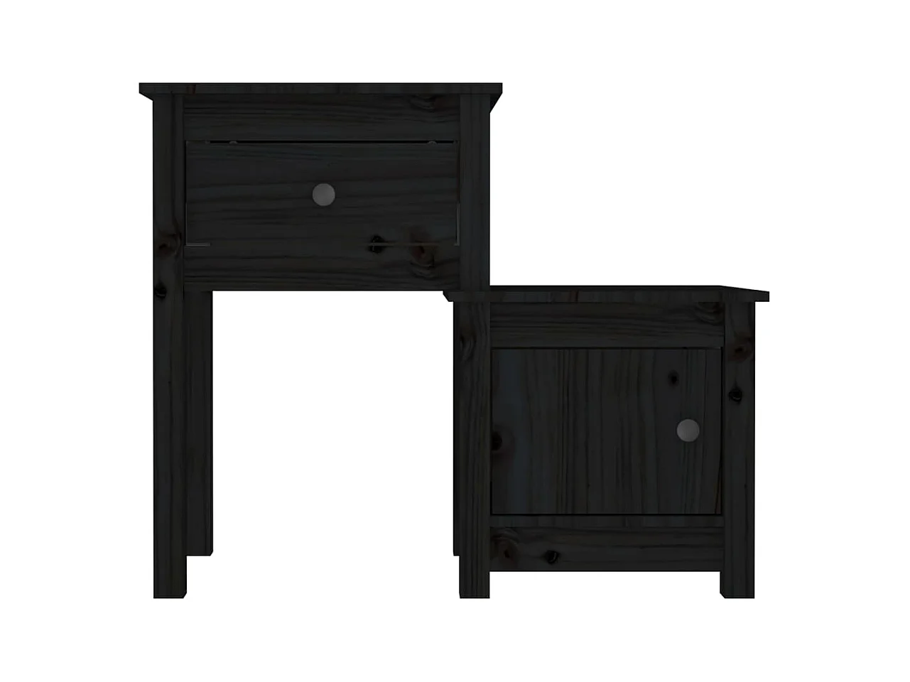 Mesitas de noche | Mesilla de noche 2 uds madera de pino negro 79,5x38x65,5 cm