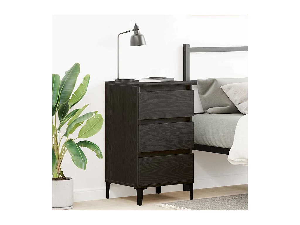 Mesita de Noche | Armario de Noche | Mesilla de noche con cajón Roble Negro 40x35x70 cm