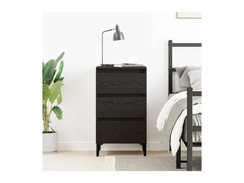Mesita de Noche | Armario de Noche | Mesilla de noche con cajón Roble Negro 40x35x70 cm
