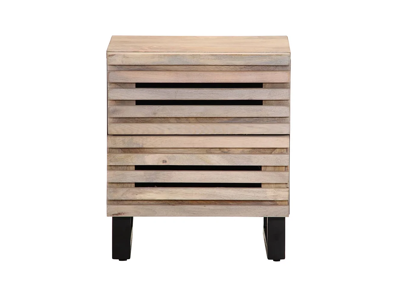 Mesita de noche | Mesilla de noche madera maciza mango blanqueado 40x34x46 cm