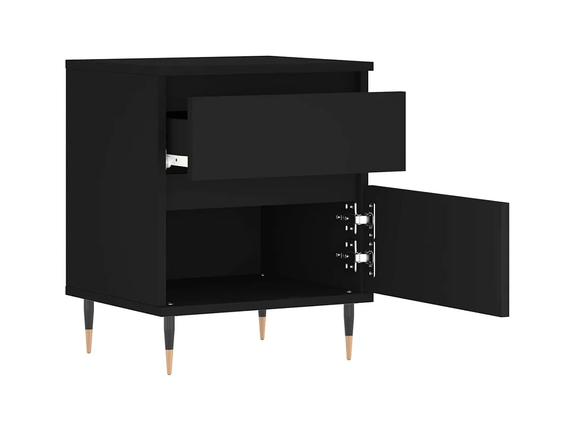 Mesita de noche | Mesilla de noche madera contrachapada negro 40x35x50 cm