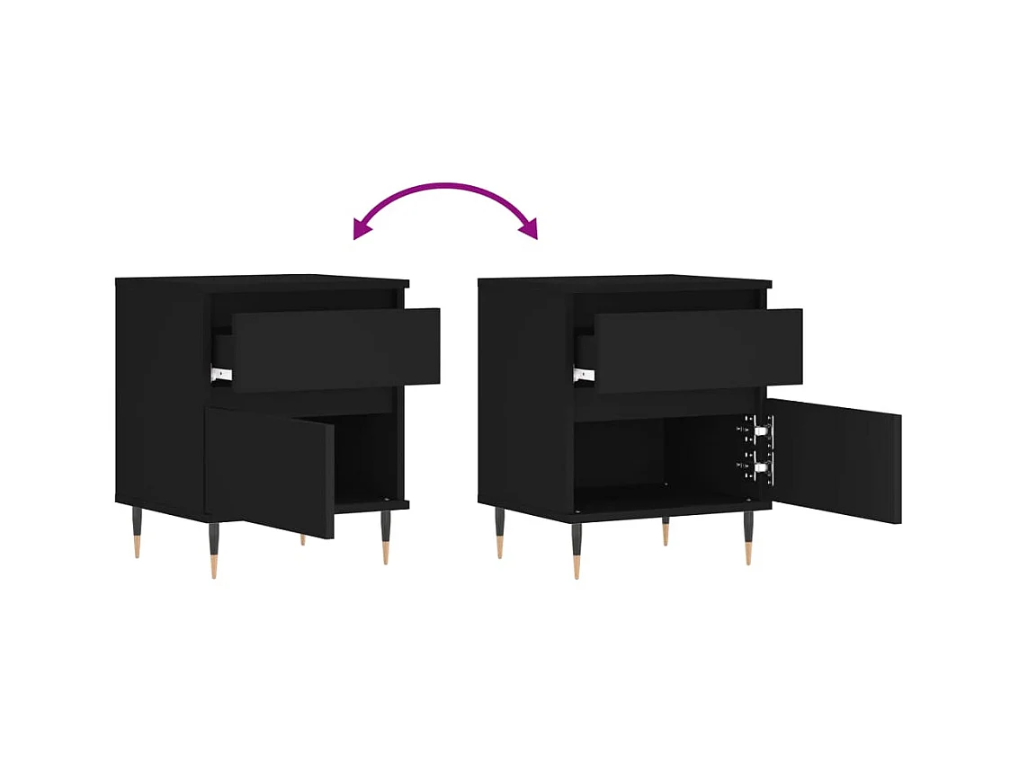 Mesita de noche | Mesilla de noche madera contrachapada negro 40x35x50 cm