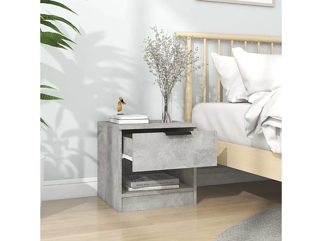 Nachttisch 2er Set-Beistelltisch Betongrau Holzwerkstoff SHL33131
