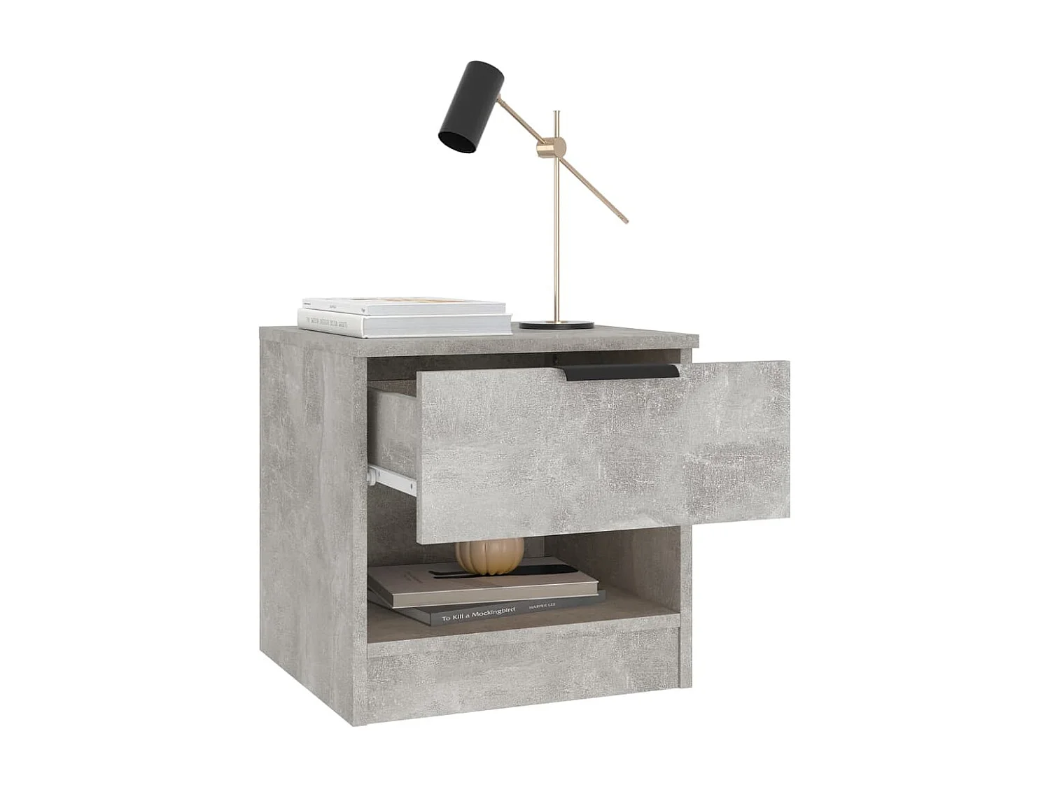 Nachttisch 2er Set-Beistelltisch Betongrau Holzwerkstoff SHL33131