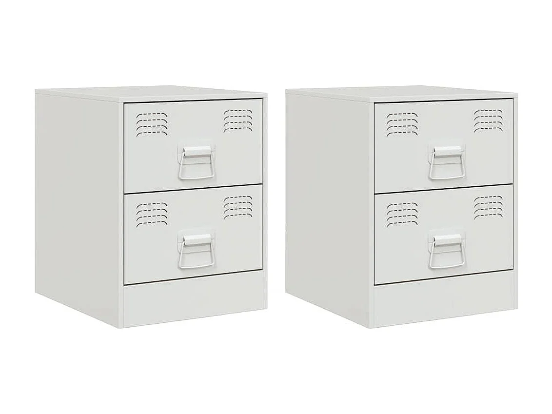 Nachttisch 2er Set-Beistelltisch-Nachttischkommode Weiß 34,5x39x44 cm Stahl SHL95450