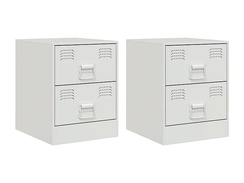 Tables de chevet lot de 2 avec tiroirs blanc 34,5x39x44 cm acier