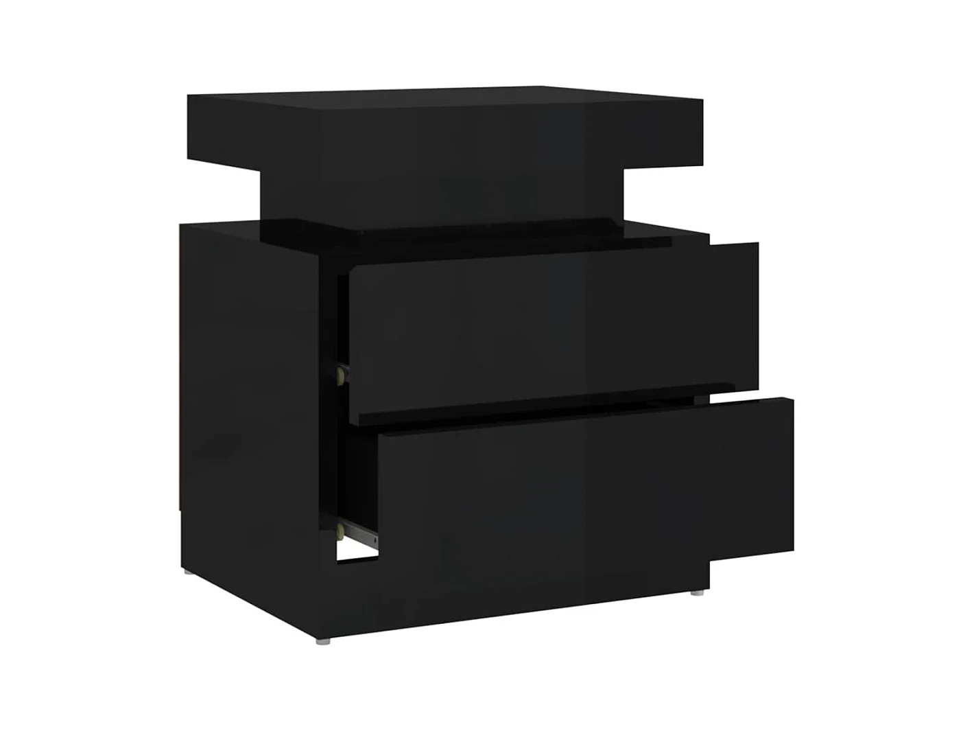 Mesita de noche | Mesilla de noche madera de ingeniería negro brillo 45x35x52 cm