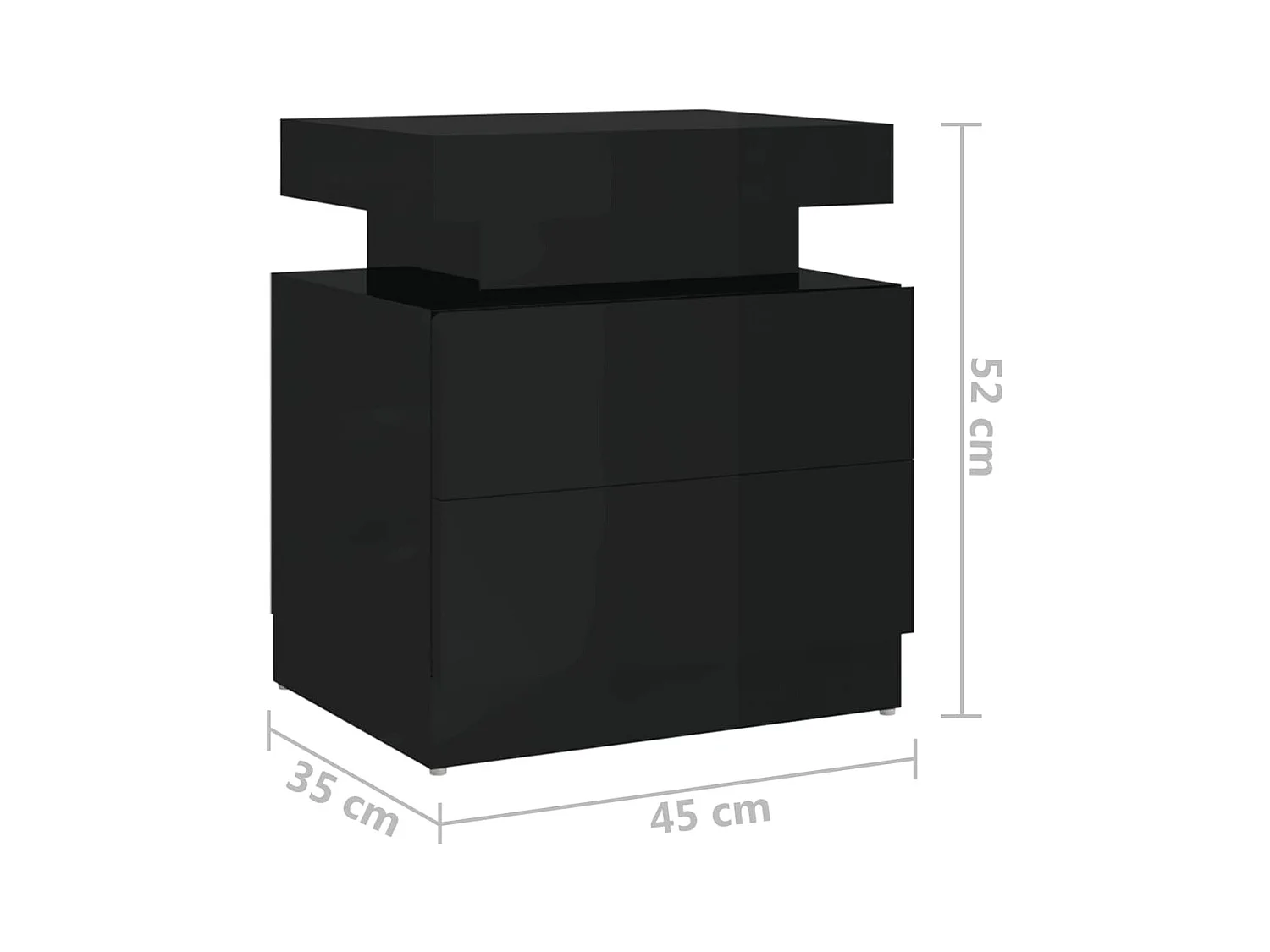 Mesita de noche | Mesilla de noche madera de ingeniería negro brillo 45x35x52 cm