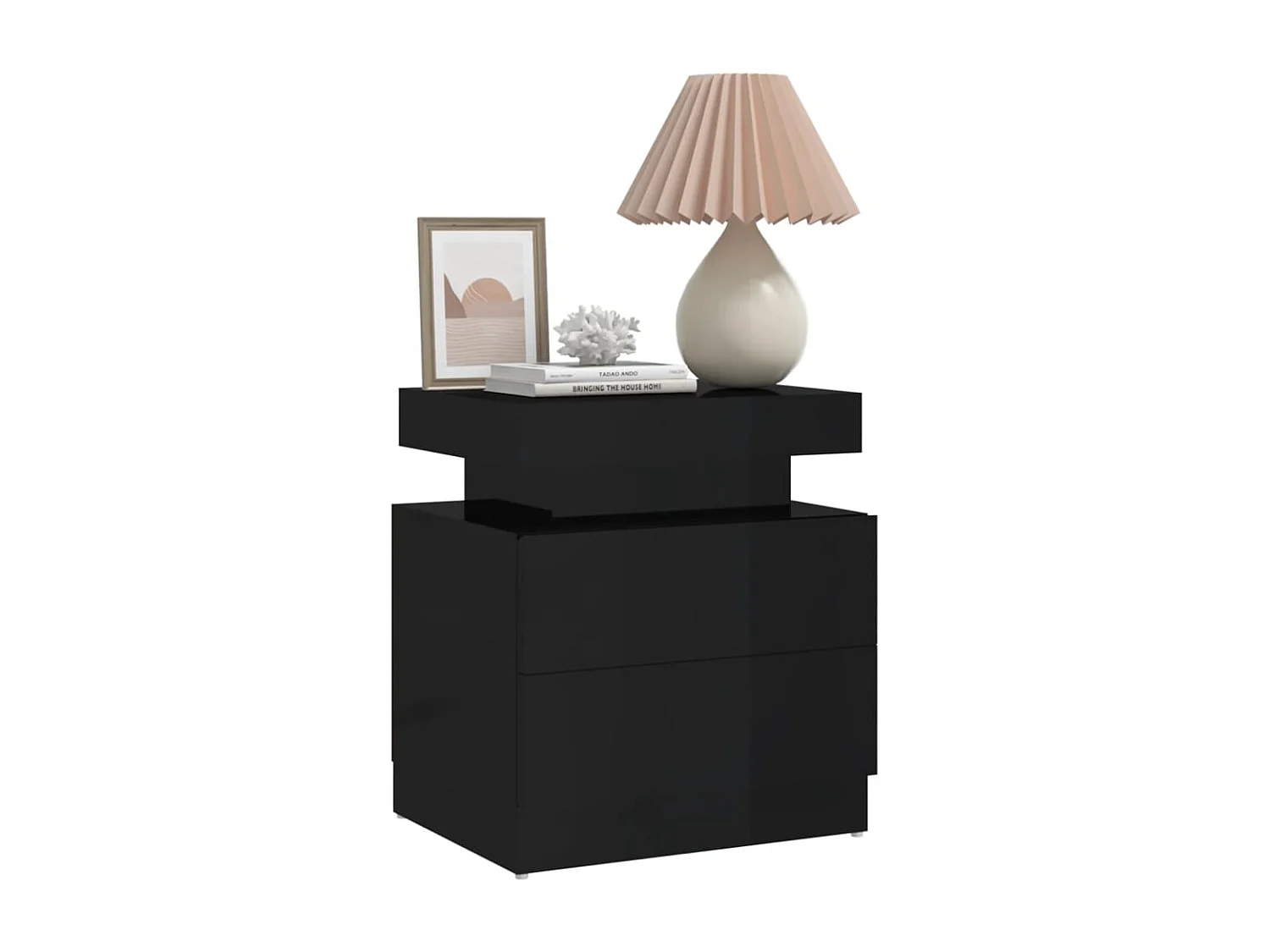 Nachttisch-Beistelltisch Hochglanz-Schwarz 45x35x52 cm Holzwerkstoff SHL88156