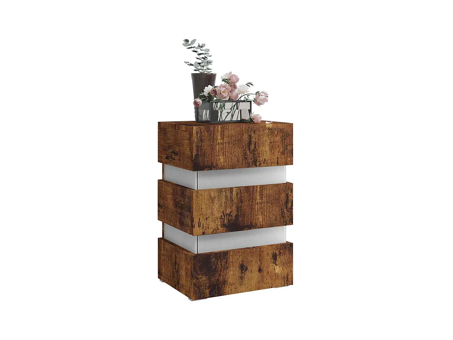 Mesita de noche | Mesilla de noche LED madera ingeniería roble ahumado 45x35x67 cm