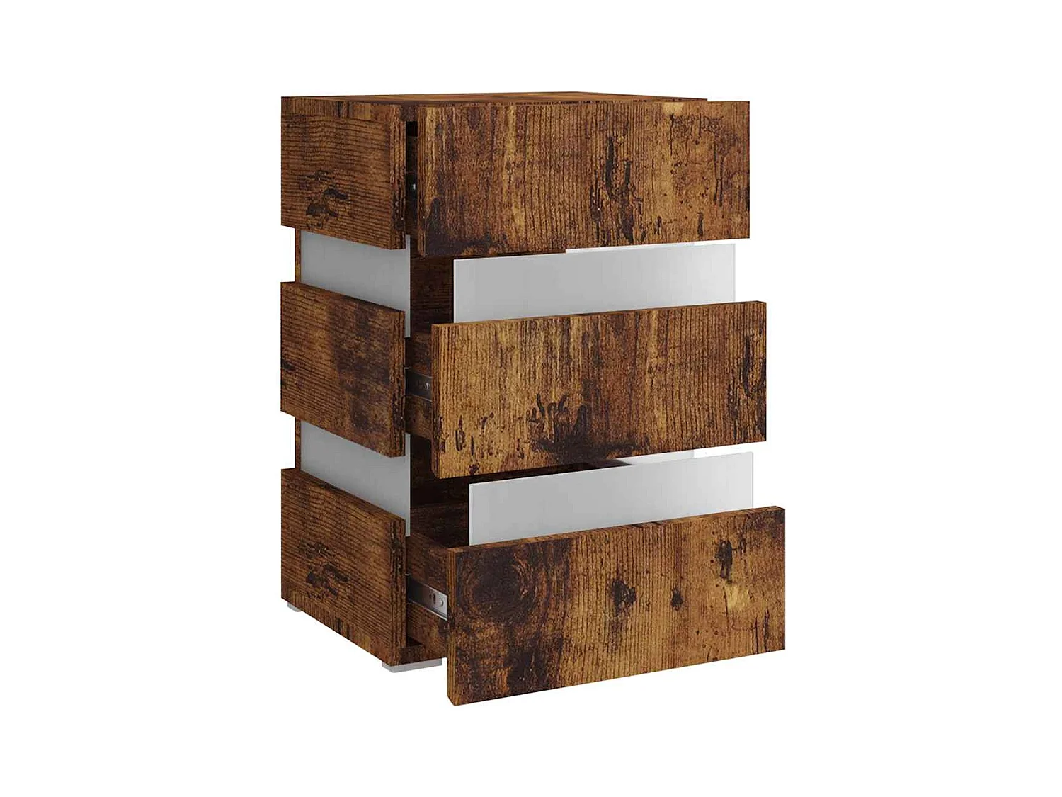 Mesita de noche | Mesilla de noche LED madera ingeniería roble ahumado 45x35x67 cm