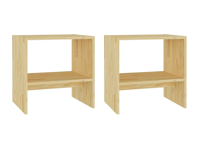 Nachttisch 2er Set-Beistelltisch 40x30,5x40 cm Massivholz Kiefer SHL94203