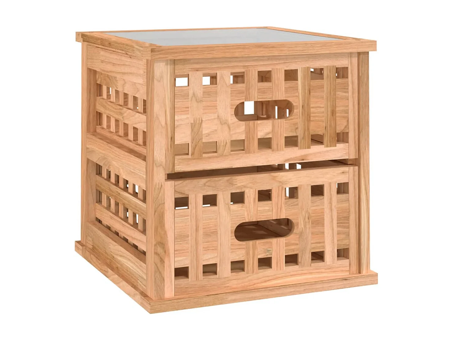 Nachttisch 2er Set-Beistelltisch 34x34x34 cm Massivholz Nussbaum SHL3012