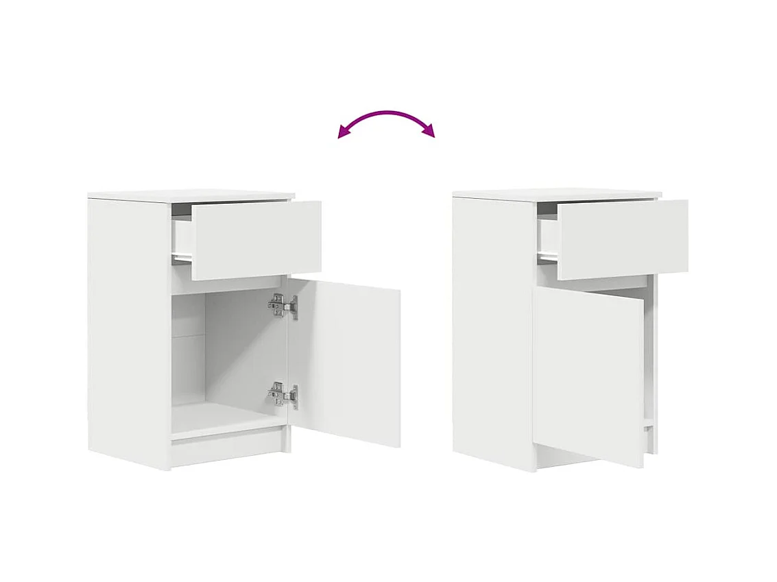 Mesita de noche | Mesilla de noche madera contrachapada blanco 39x35x65 cm