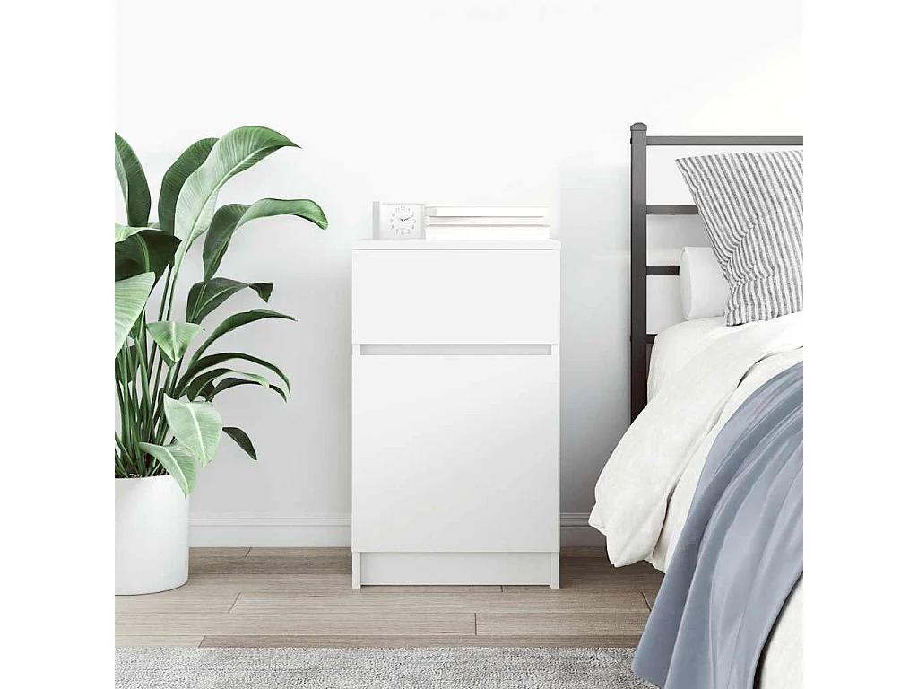 Nachttisch-Beistelltisch Weiß 39x35x65 cm Holzwerkstoff SHL31023