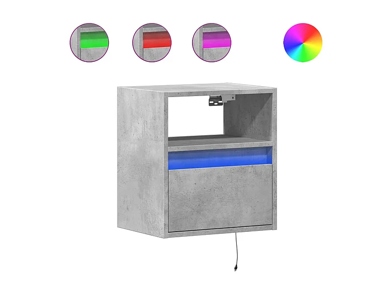 Mesitas de noche | Mesilla de noche de pared con luces LED 2 uds gris hormigón