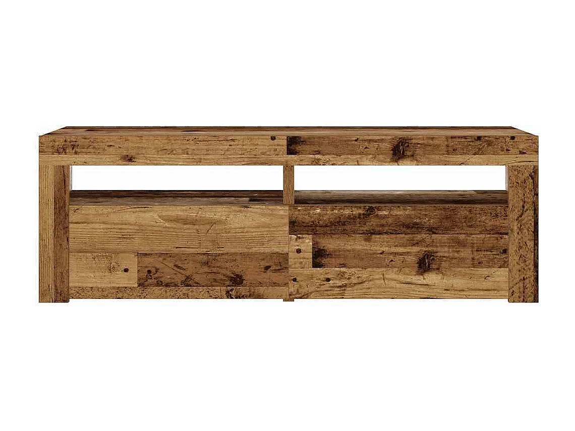 Nachttisch 2er Set-Beistelltisch-Nachttischkommode mit LEDs Altholz-Optik 60x35x40 cm SHL36833