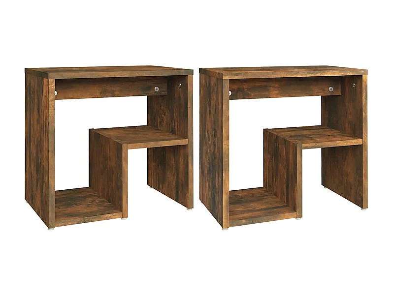 Tables de chevet lot de 2 avec compartiments ouverts Chêne fumé 40x30x40 cm Bois d'ingénierie