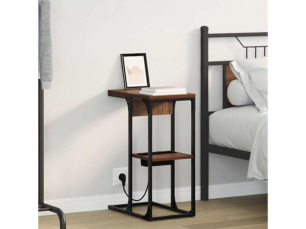 Mesa de Noche | Mesa auxiliar | Mesita de noche Marrón roble 41.5x26x60.5 cm