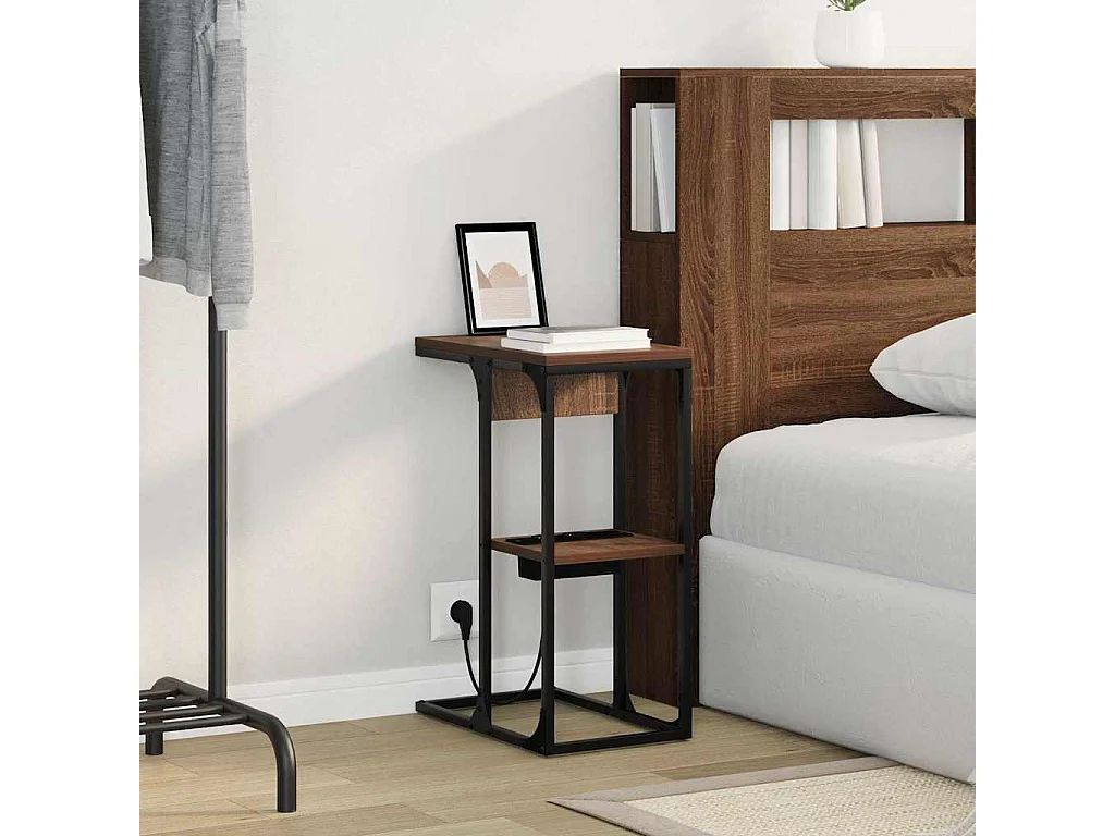 Mesa de Noche | Mesa auxiliar | Mesita de noche Marrón roble 41.5x26x60.5 cm