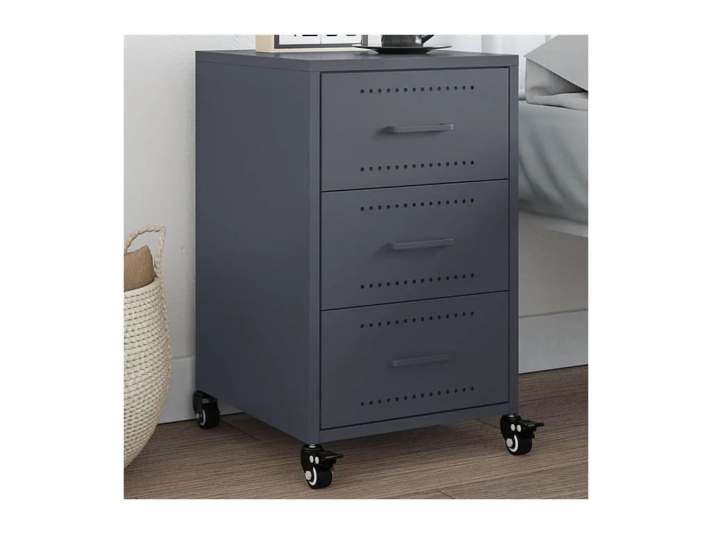 Table de chevet Étroite-Table d'appoint-Table de nuit anthracite 36x39x59 cm acier