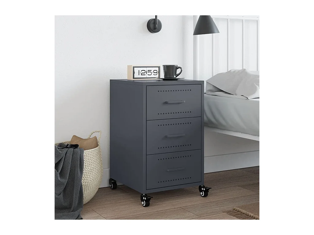 Table de chevet Étroite-Table d'appoint-Table de nuit anthracite 36x39x59 cm acier