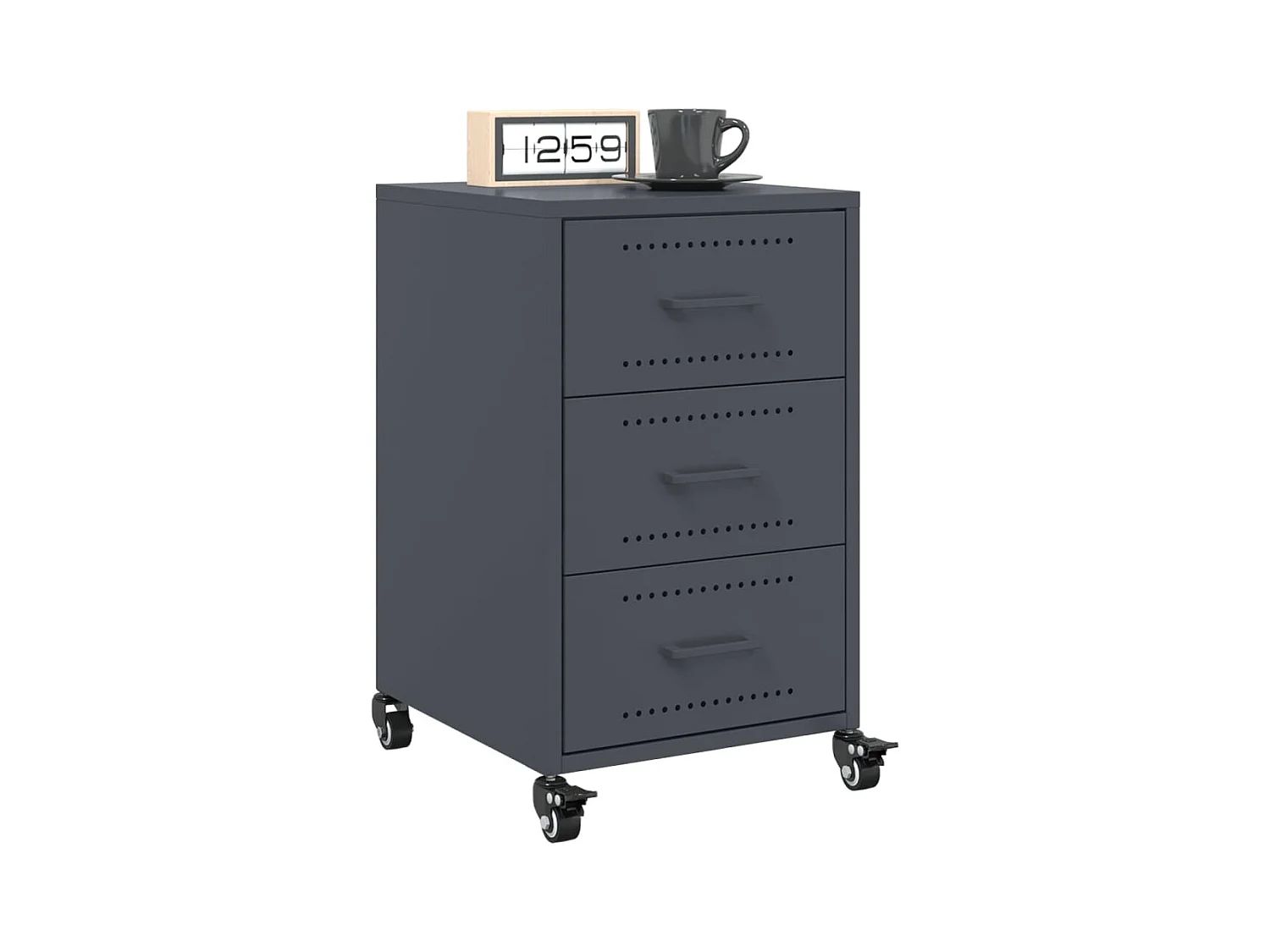 Table de chevet Étroite-Table d'appoint-Table de nuit anthracite 36x39x59 cm acier