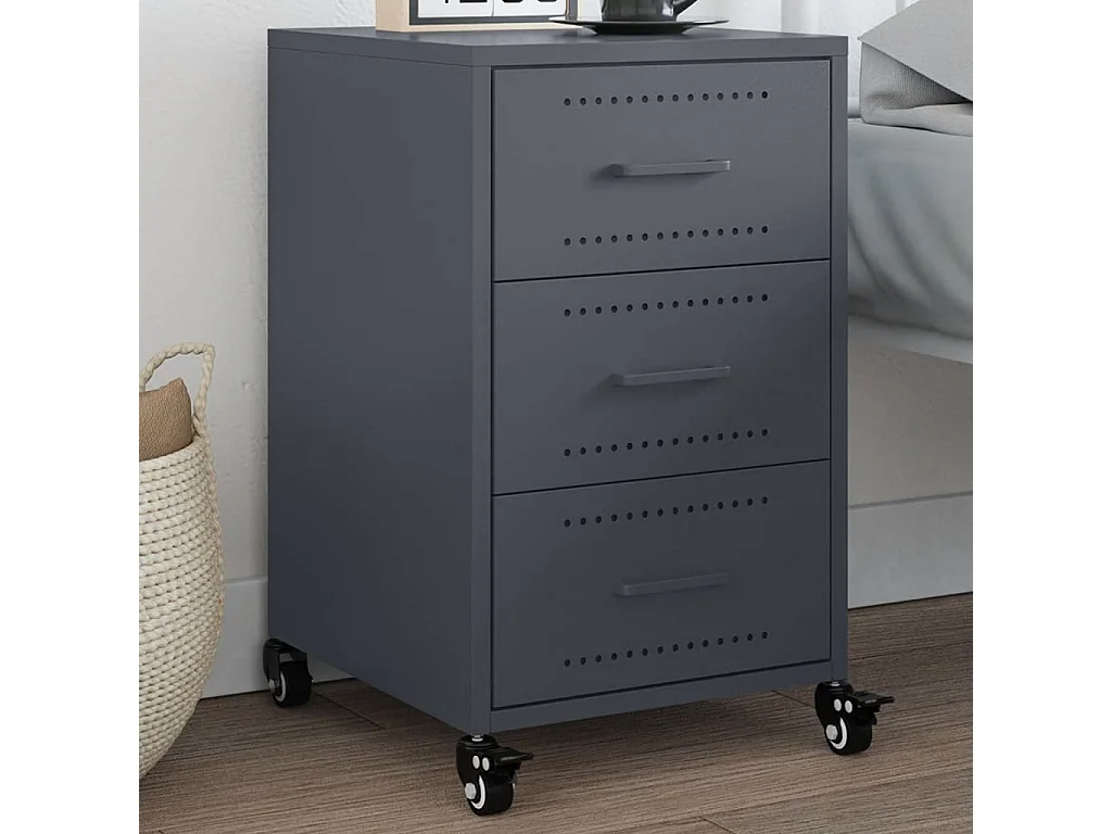 Nachttisch-Beistelltisch-Nachtschrank Anthrazit 36x39x59 cm Stahl SHL1163