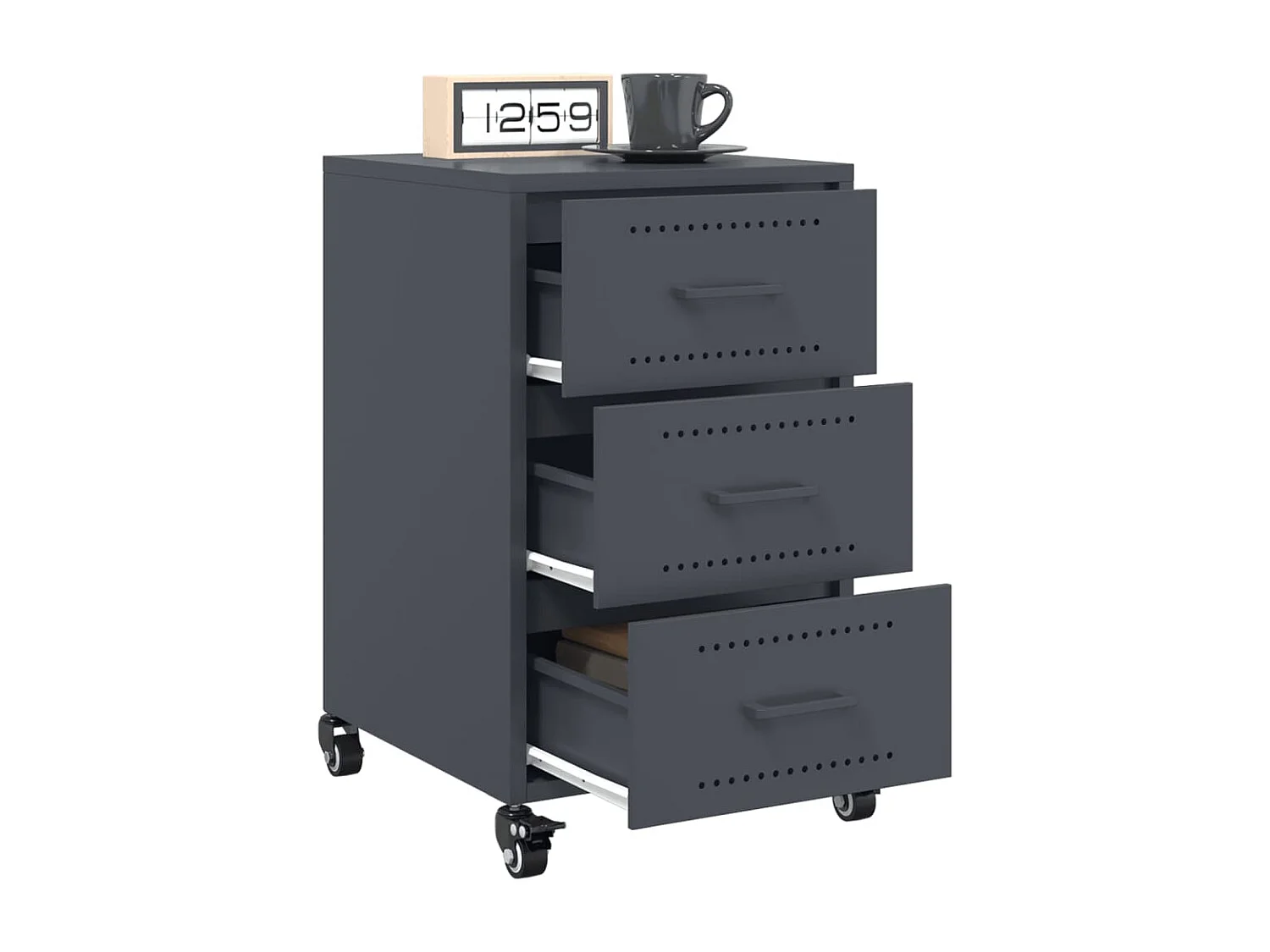 Nachttisch-Beistelltisch-Nachtschrank Anthrazit 36x39x59 cm Stahl SHL1163