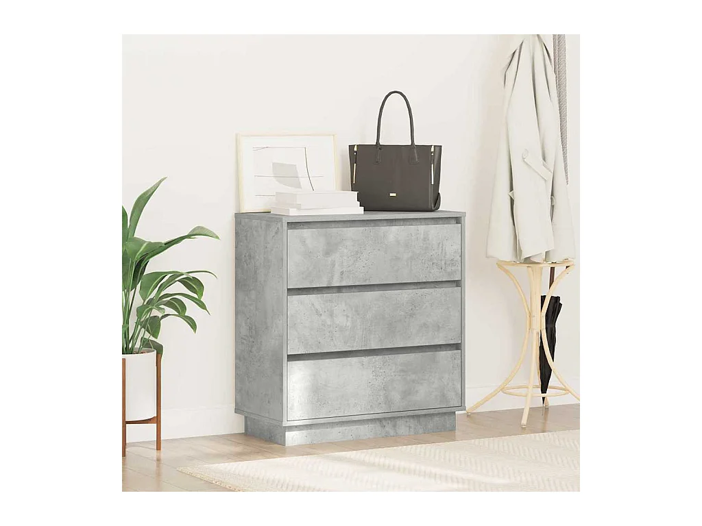 Mesita de Noche | Armario de Noche con cajón con Gris Concreto 71x34.5x75 cm