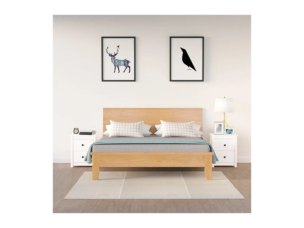 Mesitas de noche | Mesilla de noche 2 uds madera maciza pino blanca 50x35x61,5 cm