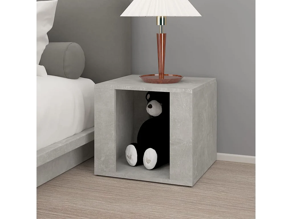 Mesita de noche | Mesilla de noche madera contrachapada gris hormigón 41x40x36 cm