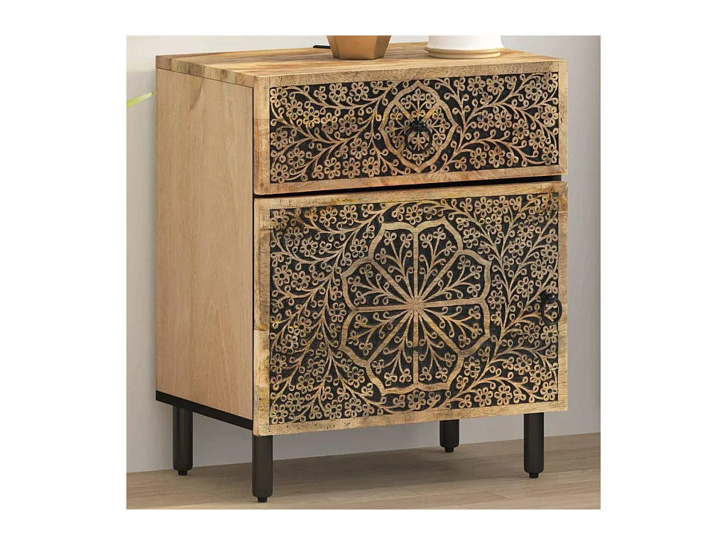 Table de chevet-Table d'appoint 50x33x60 cm bois de manguier massif