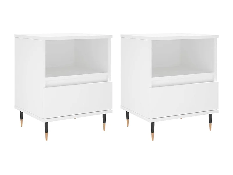 Lot de 2 Tables de chevet avec rangement blanc 40x35x50 cm bois d’ingénierie