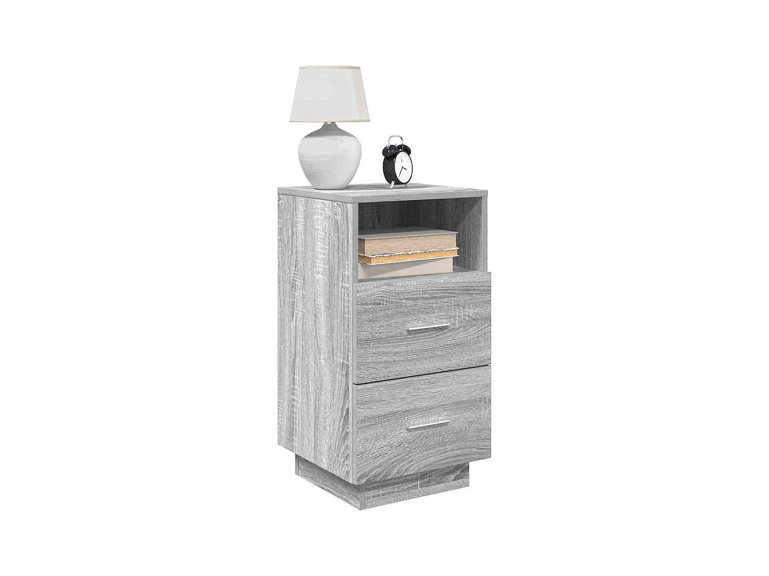 Mesillas de noche | Mesita de noche 2 uds con 2 cajones gris sonoma 36x36x68 cm