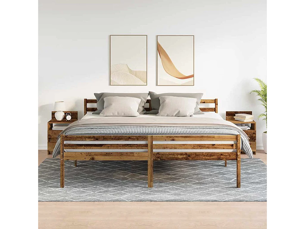 Mesillas de noche | Mesita de noche 2 uds con 2 cajones madera vieja 40x33x60 cm