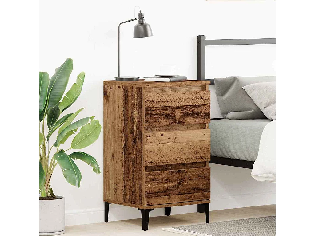 Mesita de Noche | Armario de Noche con cajón Madera Vieja 40x35x70 cm