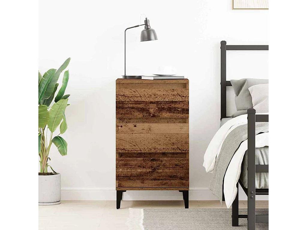 Mesita de Noche | Armario de Noche con cajón Madera Vieja 40x35x70 cm