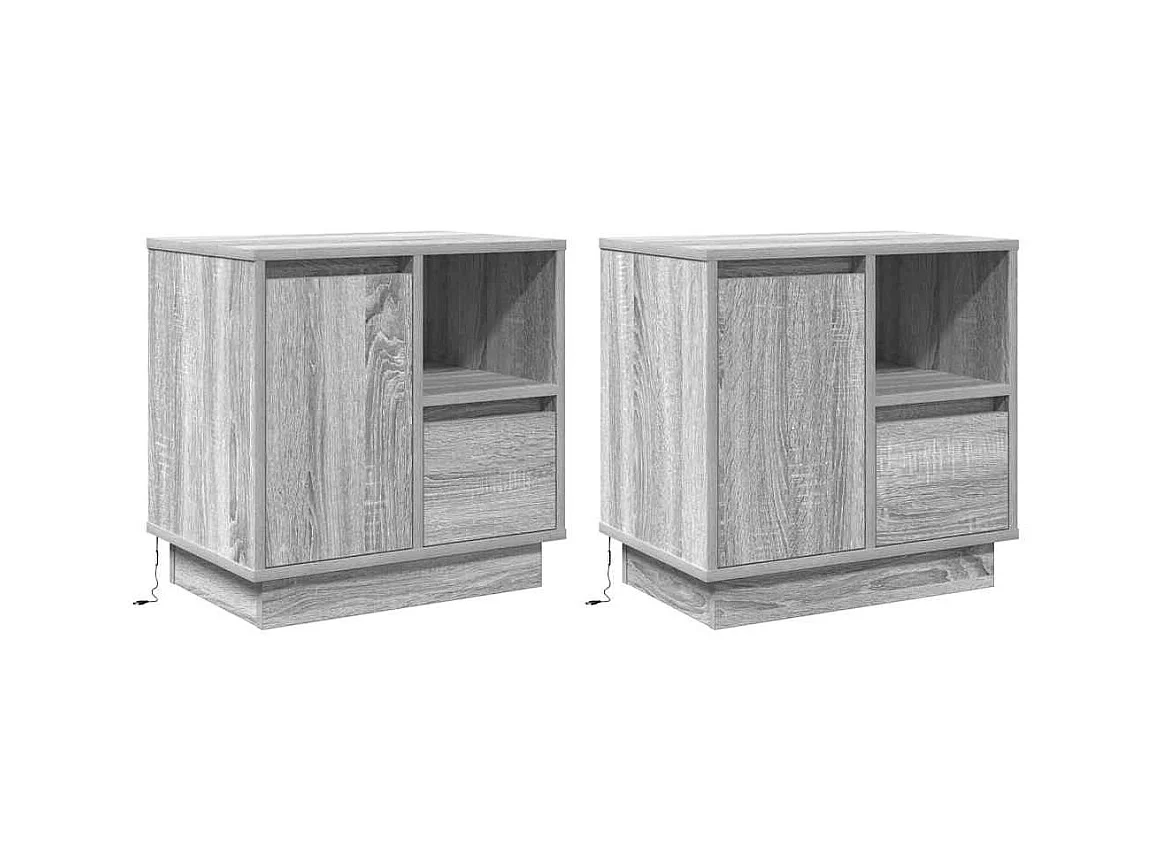 Mesa de Cabeceira com 2 peças Cinzeto 50x34.5x50 cm