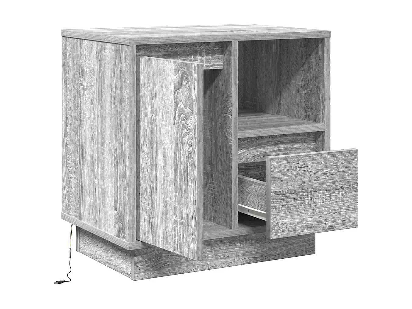 Mesita de Noche | Armario de Noche 2 uds con cajón Gris 50x34.5x50 cm.